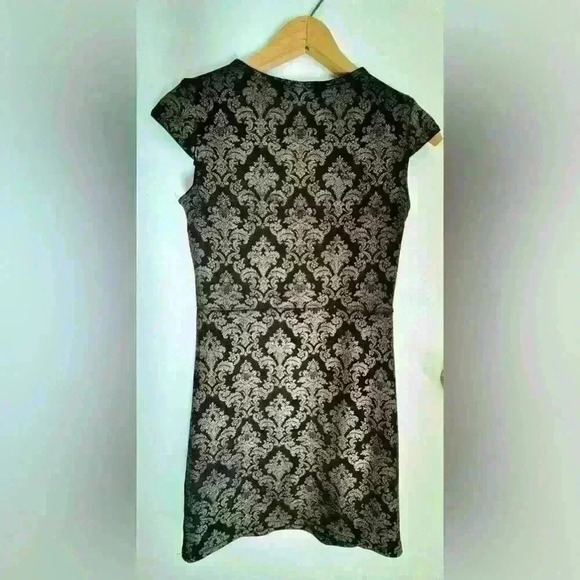 Women’s black and gold stretchy fitted formal dress by Carolina made in USA - Picture 10 of 13